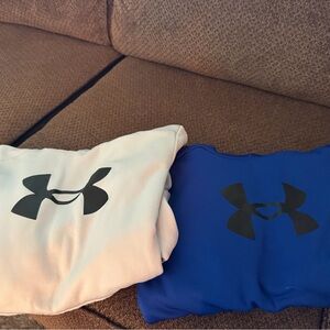 Under Armour Black Logo Hoodies in White and Blue